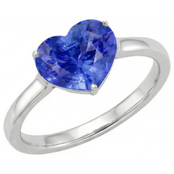 Damen Solitärring Herz Hellblauer Saphir 14K Gold 2 Karat