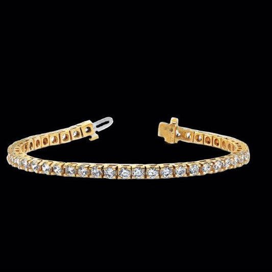 Damen 14K Gelbgold Runde 6 Karat Natürliche Diamant Tennisarmband Schmuck