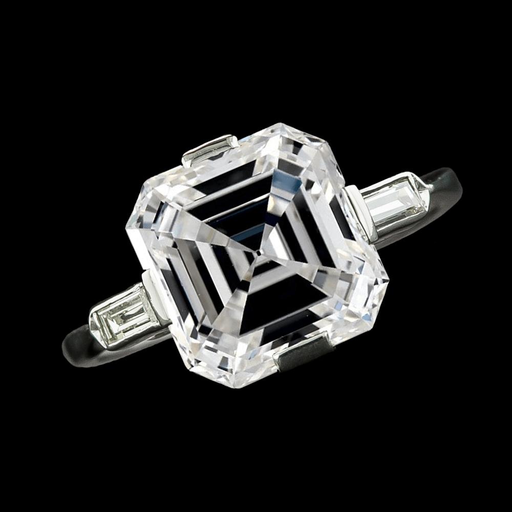 Damen 3 Steine Asscher & Baguette Natürliche Diamantring 8,75 Karat Gold