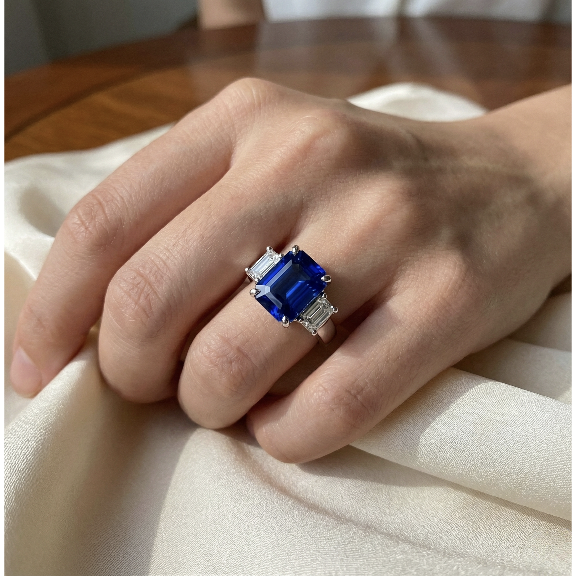 echter round diamant 5Karat ring auf Weiß