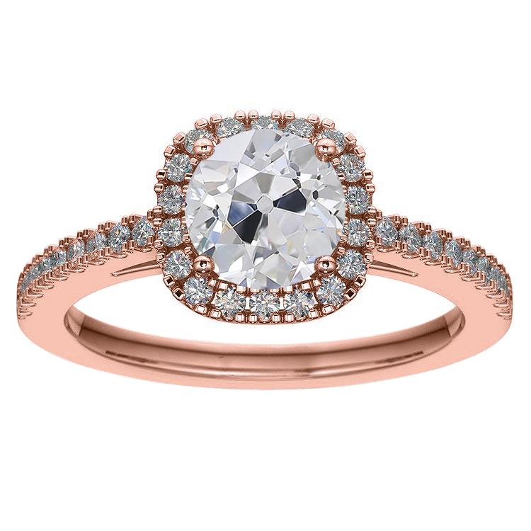 Damen Halo Altschliff Natürliche Diamantring Roségold 4,25 Karat