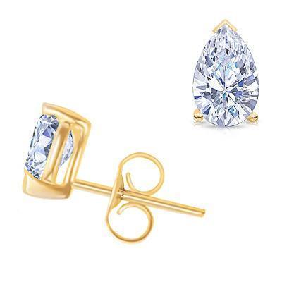 Damen Natürliche Diamant Ohrstecker Paar 1.50 ct. Gelbes Gold