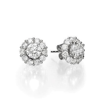 echter round diamant 3.40Karat ohrring Vorderansicht