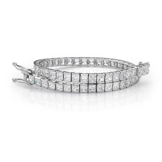 Damen Princess Cut 12.10 Karat Echt Diamant Tennis Feiner Armbandschmuck