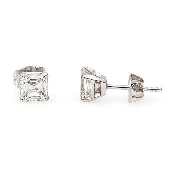 Damen Schmuck Asscher Echt Diamant Ohrstecker 1.30 Karat 14K Weißgold