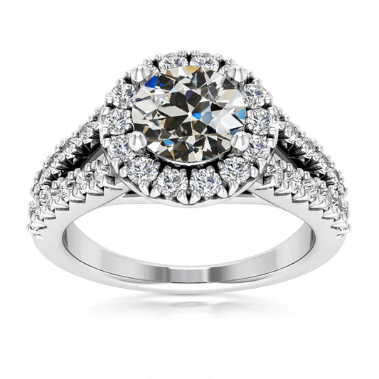 Damen Halo Verlobungsring Altschliff Naturliche Diamant Split Shank 4,75 Karat