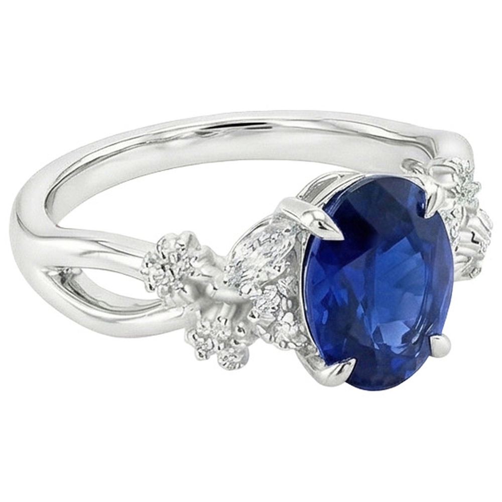 echter oval diamant 3.50Karat ring Profilansicht
