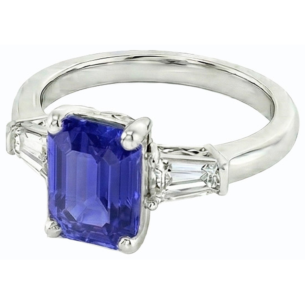 echter baguette diamant 2.50Karat ring Profilansicht