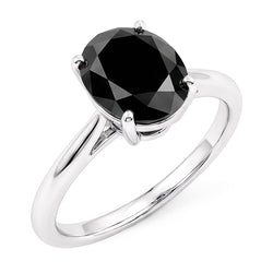 Dunkler Diamant-Verlobungsring 5 Karat Echter Ovaler Schwarzer Solitär 14 Karat Weißgold