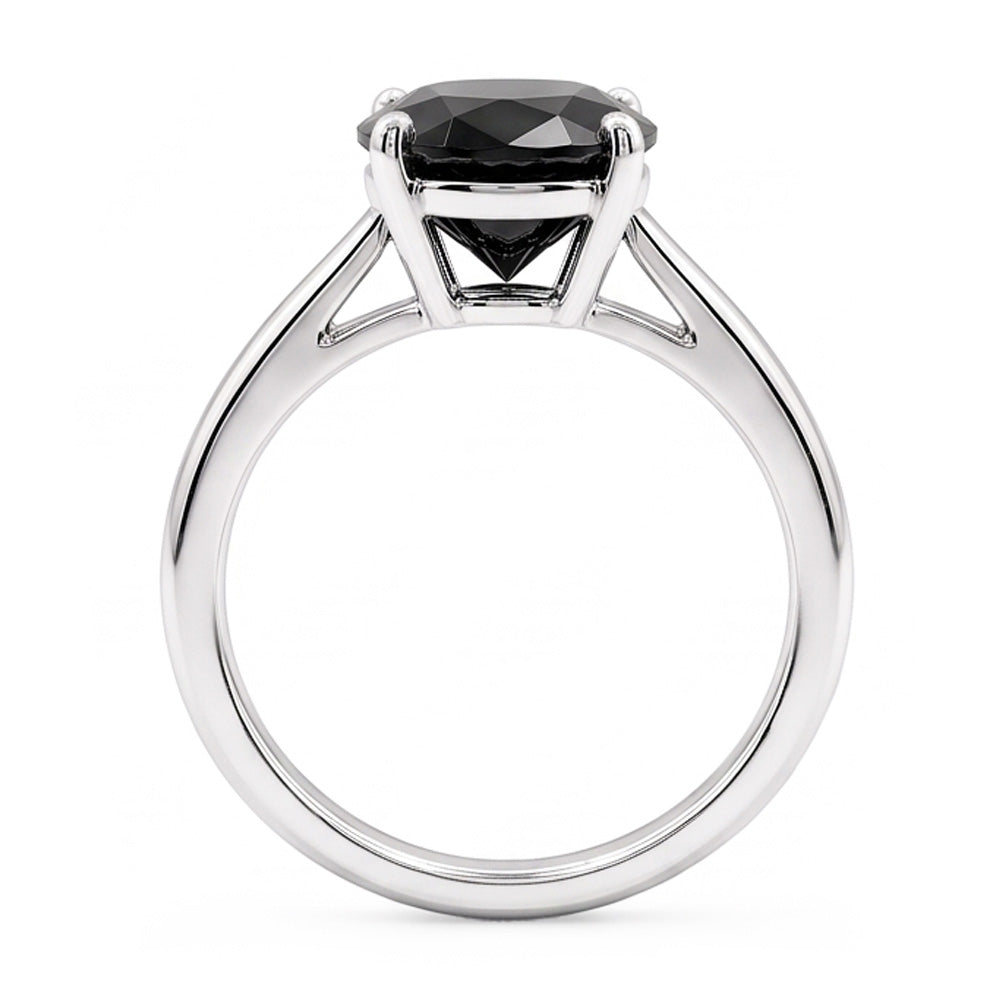 Dunkler Diamant-Verlobungsring 5 Karat Echter Ovaler Schwarzer Solitär 14 Karat Weißgold