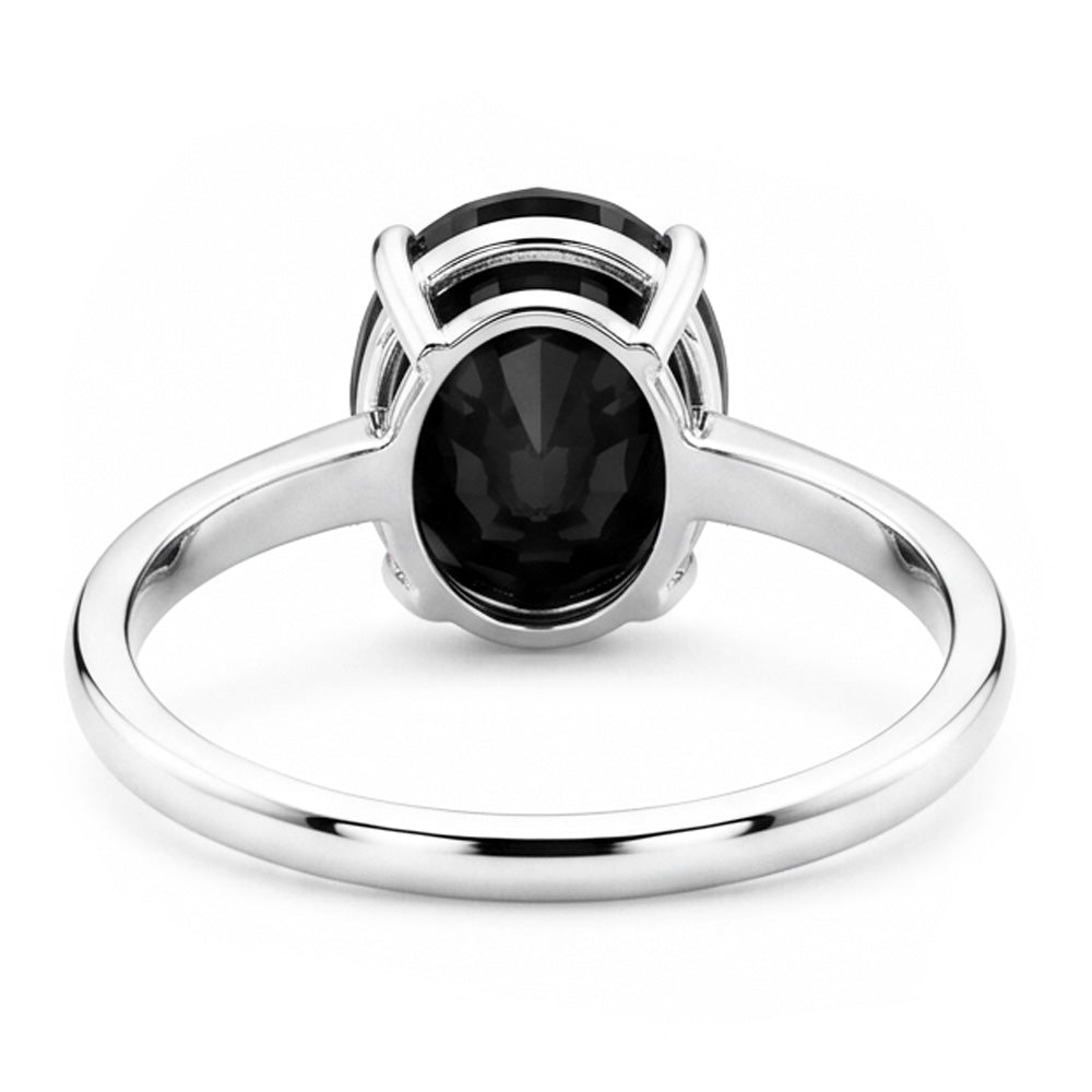 Verlobungsring mit dunklem Diamanten 5 Karat Echter ovaler schwarzer Solitär Schlicht 14 Karat Weißgold