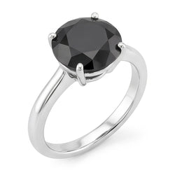 Verlobungsring mit dunklem Diamant, 5 Karat, echter runder schwarzer Solitär, Messerkante, 14 Karat Weißgold