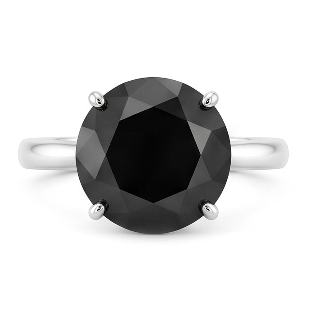 Verlobungsring mit dunklem Diamant, 5 Karat, echter runder schwarzer Solitär, Messerkante, 14 Karat Weißgold