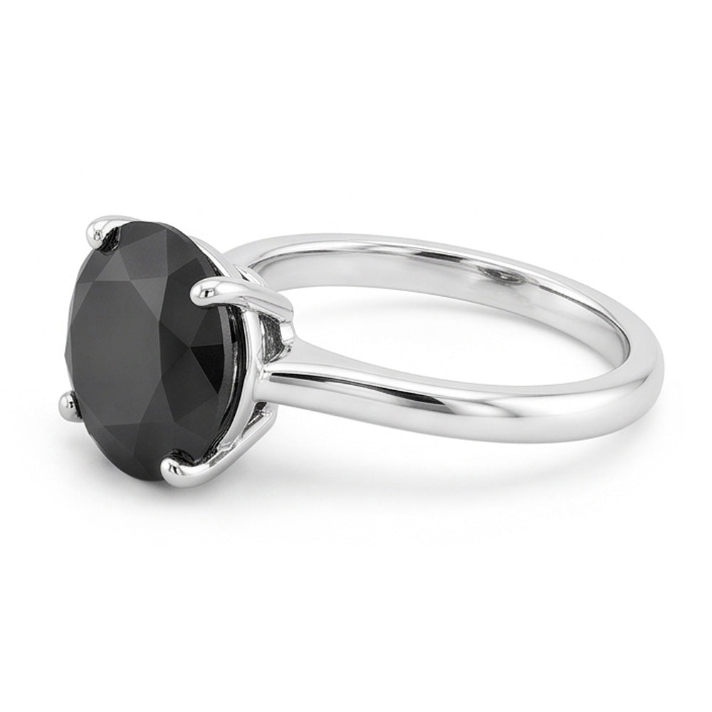 Verlobungsring mit dunklem Diamant, 5 Karat, echter runder schwarzer Solitär, Messerkante, 14 Karat Weißgold