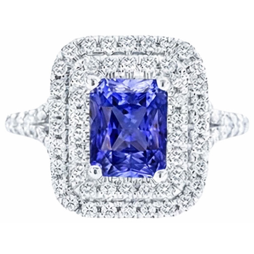 echter radiant diamant 4Karat ring Detailansicht