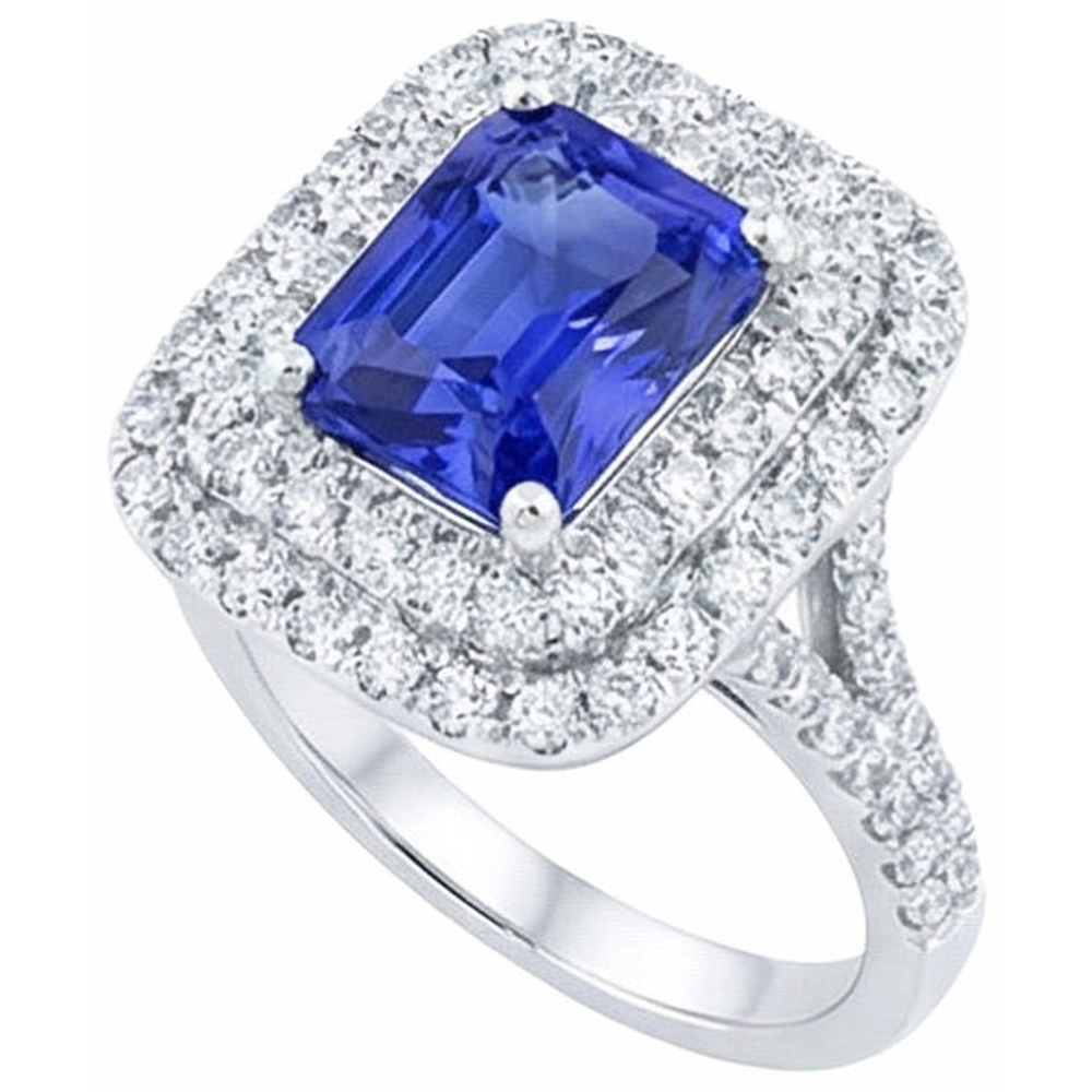 echter radiant diamant 4Karat ring Draufsicht