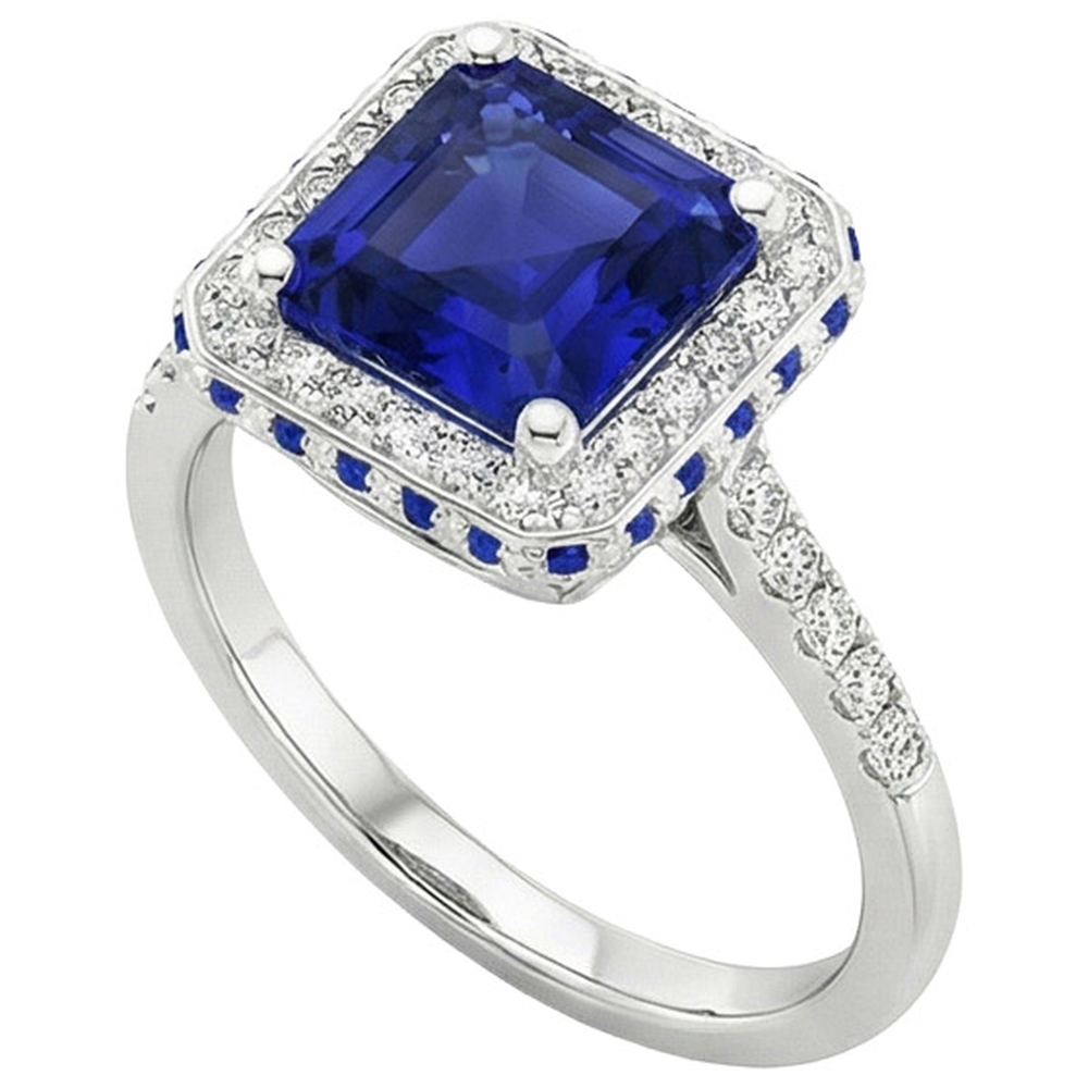 echter princess saphir 4.50Karat ring Draufsicht