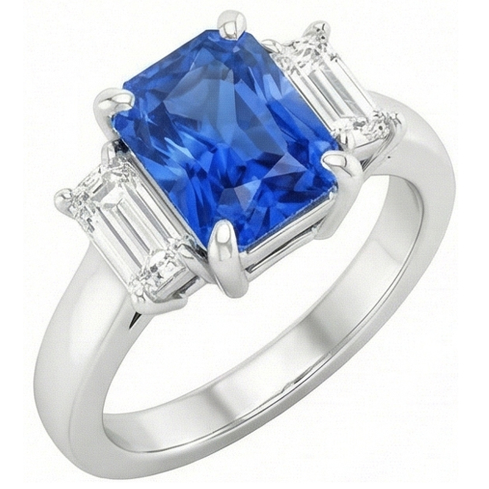 echter baguette diamant 2Karat ring Vorderansicht