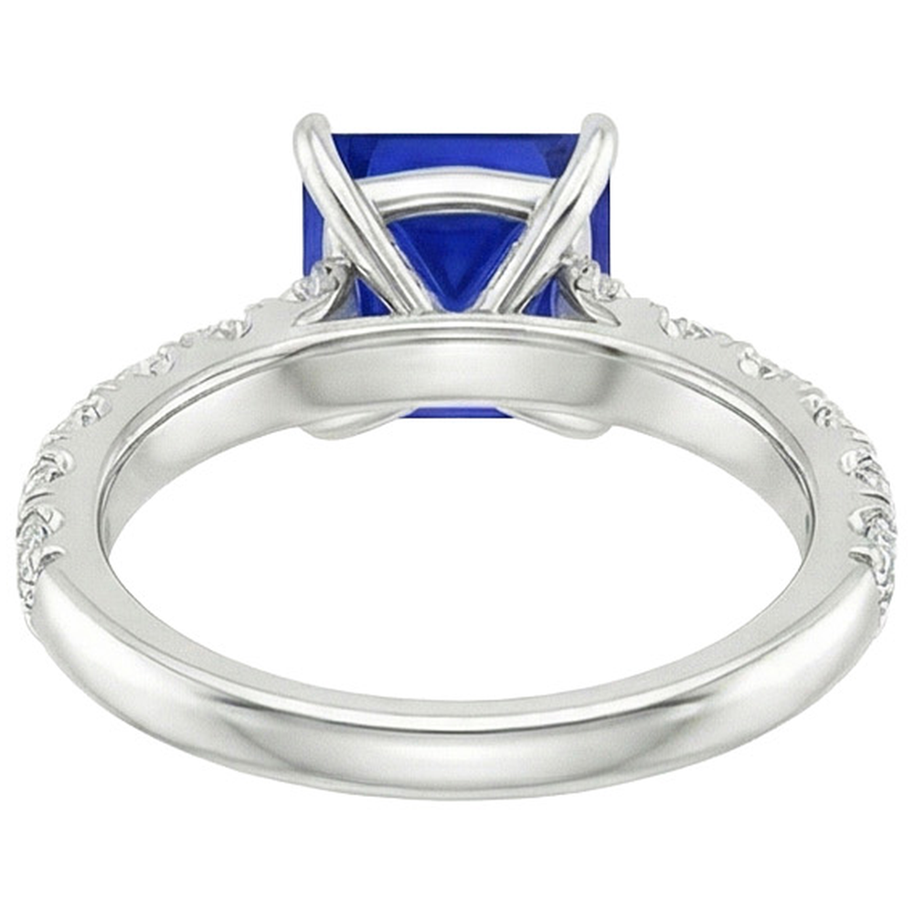 Diamant-Goldring-Zinken-Set srilankischer Saphir mit Akzenten 6 Karat