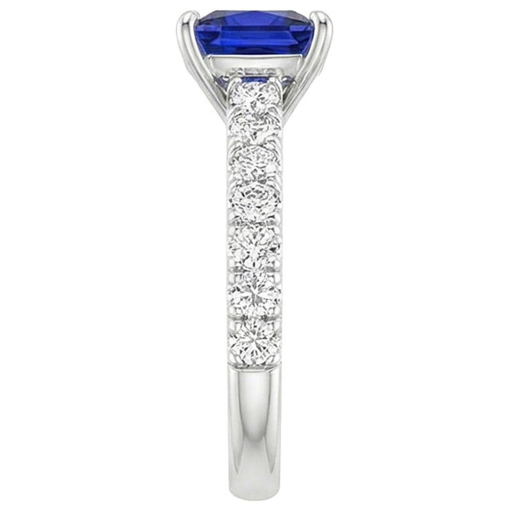 Diamant-Goldring-Zinken-Set srilankischer Saphir mit Akzenten 6 Karat