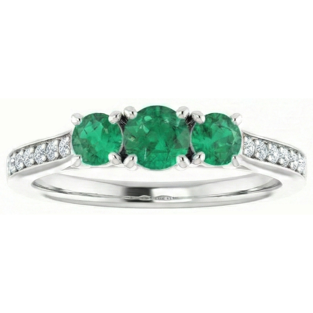 echter round smaragd 1.10Karat ring auf Weiß