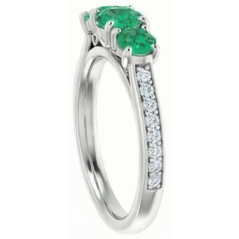 echter round smaragd 1.10Karat ring mit Diamantbesatz