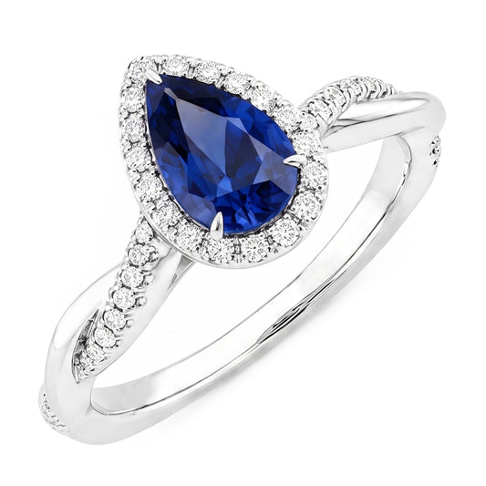 Diamant Halo Blue Sapphire Solitaire mit Akzenten Ring 5,50 Karat