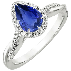 Diamant Halo Blue Sapphire Solitaire mit Akzenten Ring 5,50 Karat