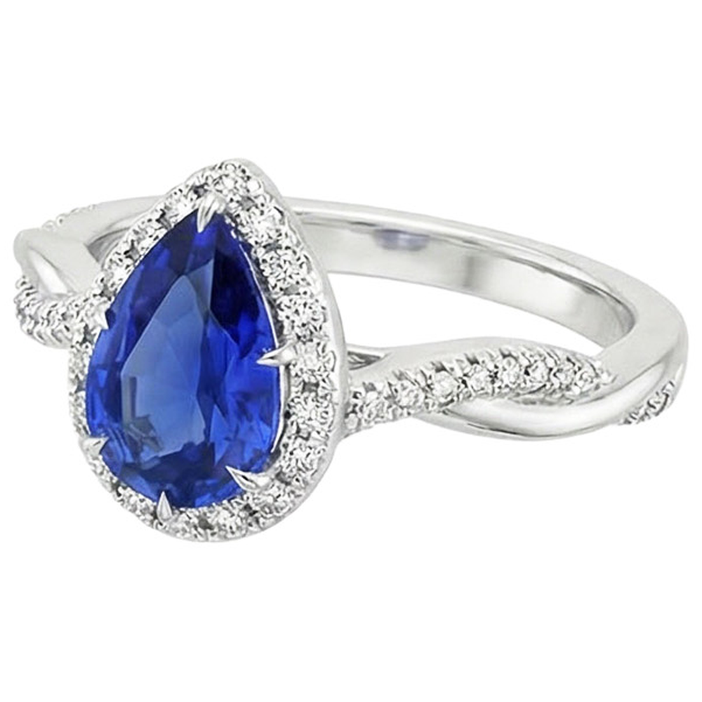 Diamant Halo Blue Sapphire Solitaire mit Akzenten Ring 5,50 Karat