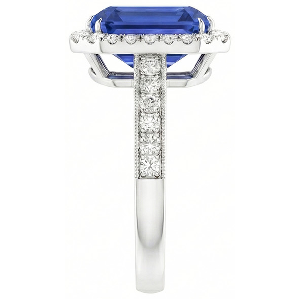 echter round diamant 4Karat ring Profilansicht