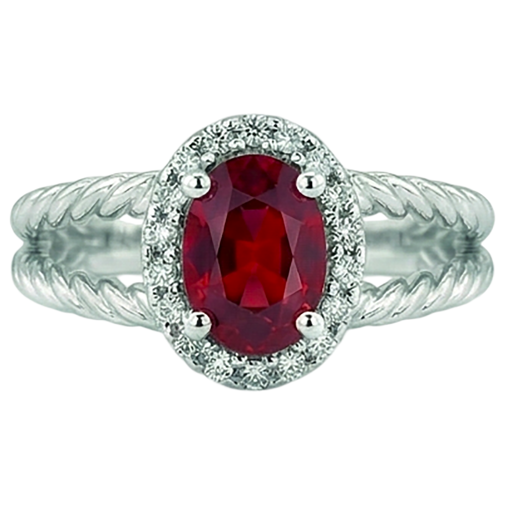 echter oval rubin 1.16Karat ring Vorderansicht