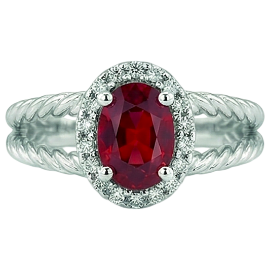 echter oval rubin 1.16Karat ring Vorderansicht