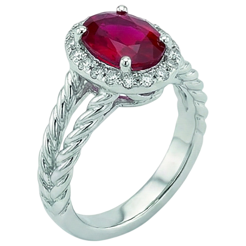 echter oval rubin 1.16Karat ring Seitenansicht