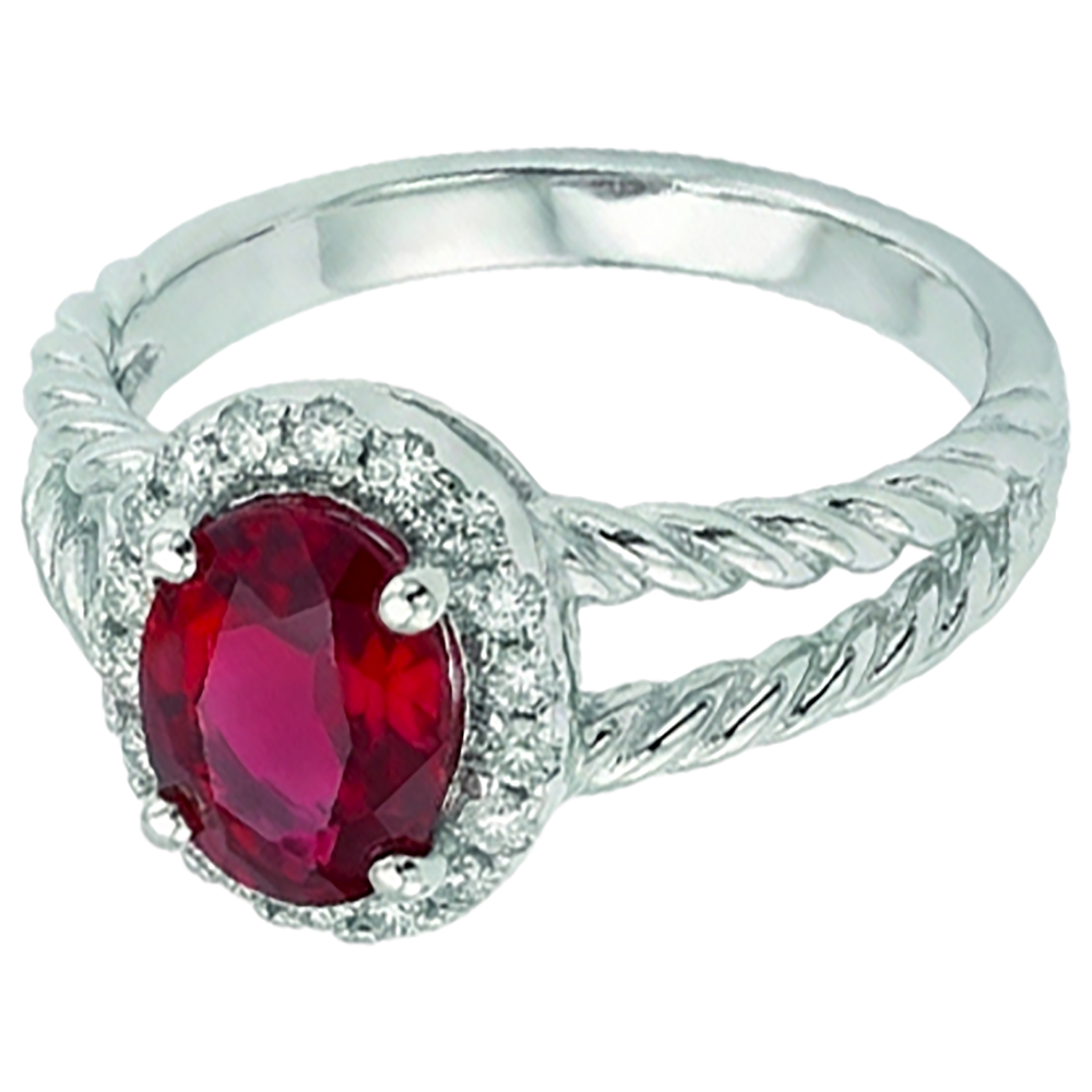 echter oval rubin 1.16Karat ring Detailansicht