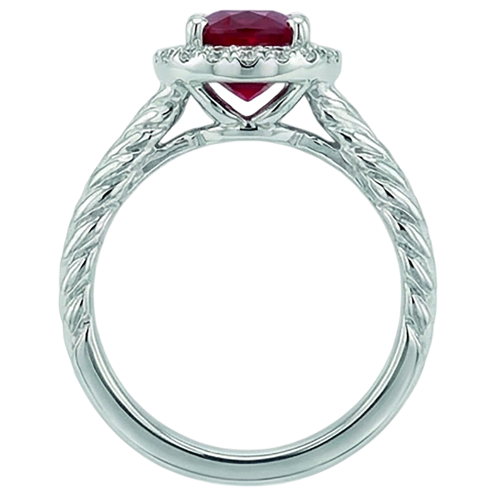 echter oval rubin 1.16Karat ring Profilansicht