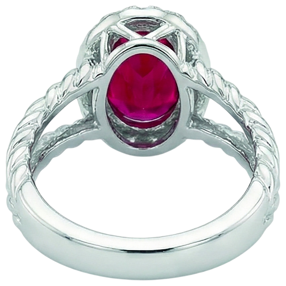 echter oval rubin 1.16Karat ring auf Weiß