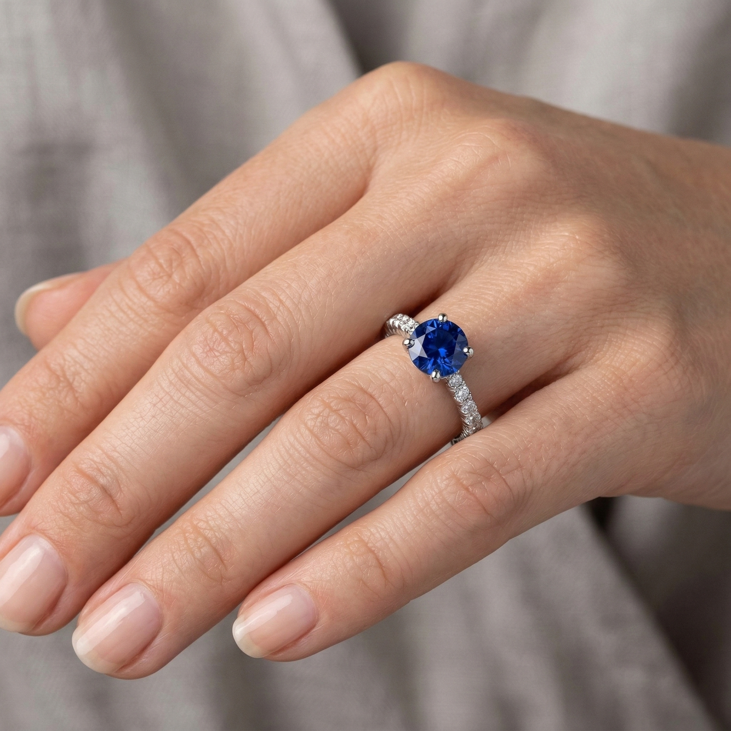 echter round diamant 14Karat ring mit Diamantbesatz