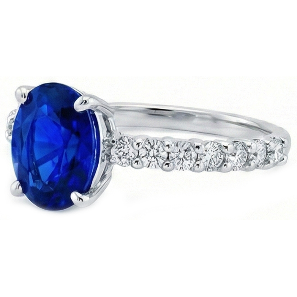 echter oval diamant 4.50Karat ring Profilansicht