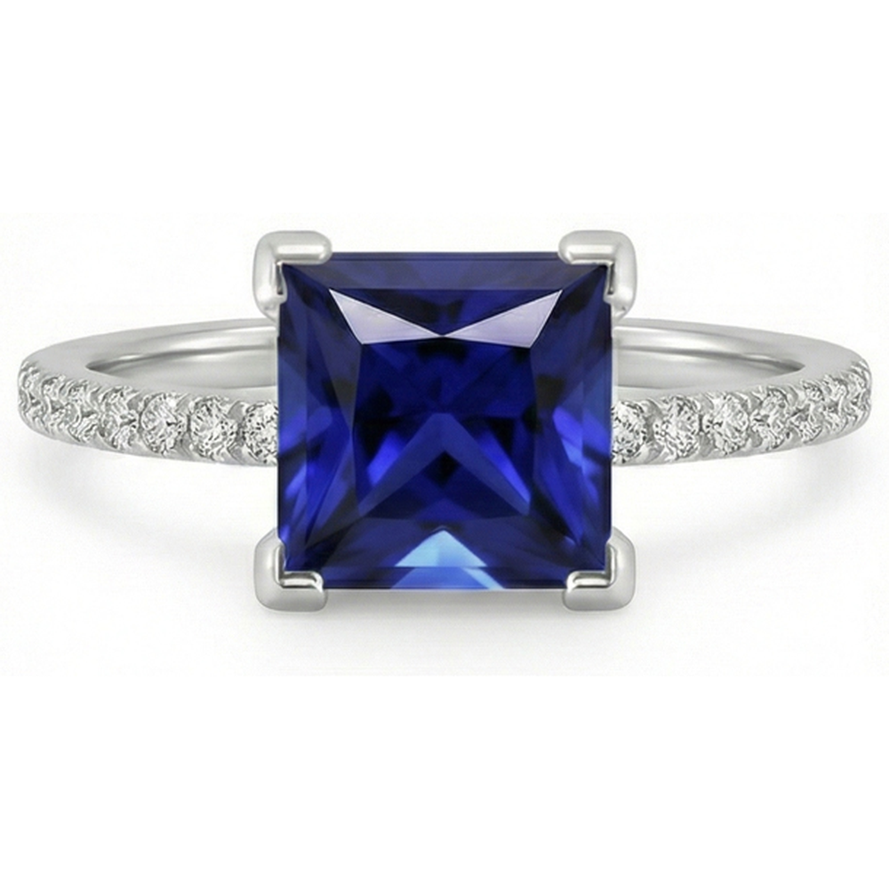 echter princess diamant 5.50Karat ring Profilansicht