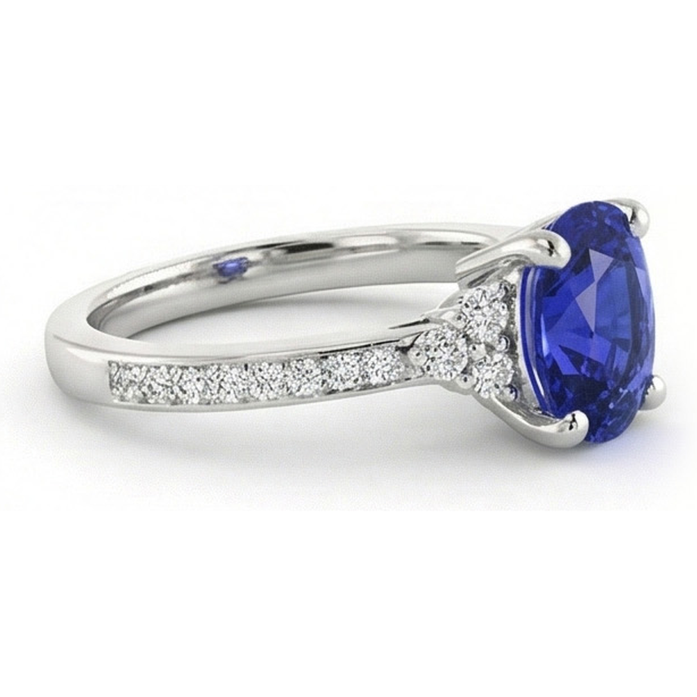 echter oval diamant 3.50Karat ring Dreiviertelansicht