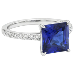 Diamant-Verlobungsring Prinzessin Blauer Saphir Akzent 5,50 Karat