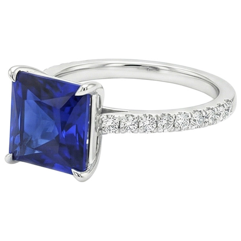Diamant-Verlobungsring Prinzessin Blauer Saphir Akzent 5,50 Karat