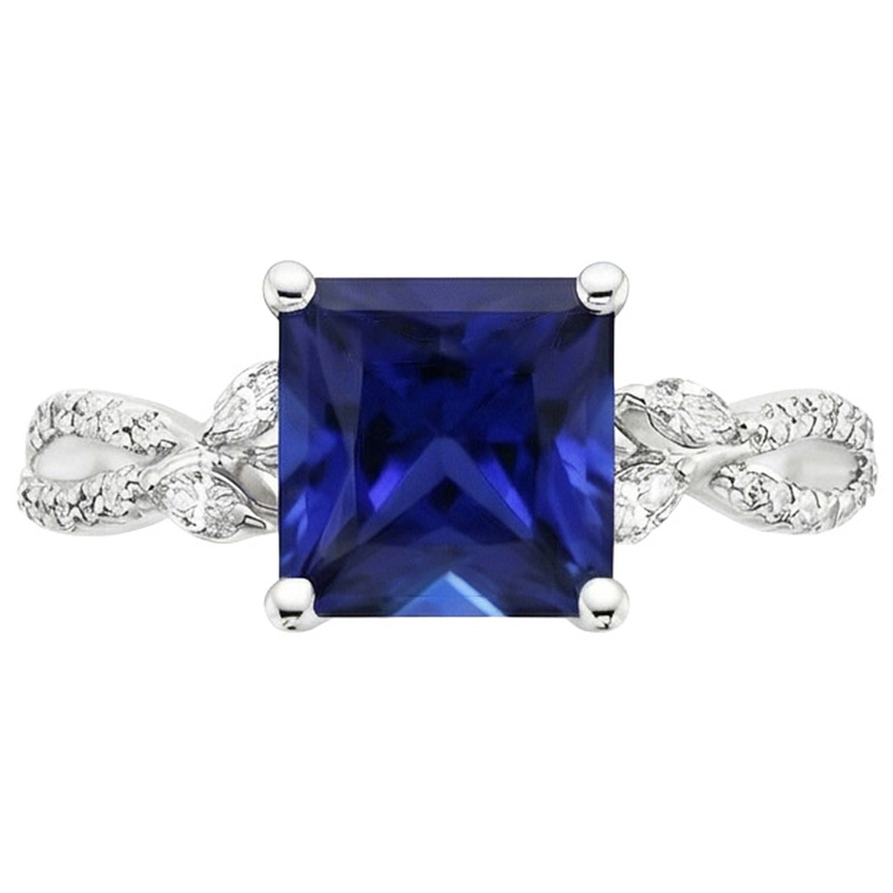 Diamant-Verlobungsring Prinzessin Sri Lanka Saphir & Akzente 6 Karat