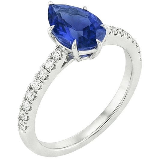 echter pear diamant 5.25Karat ring Draufsicht