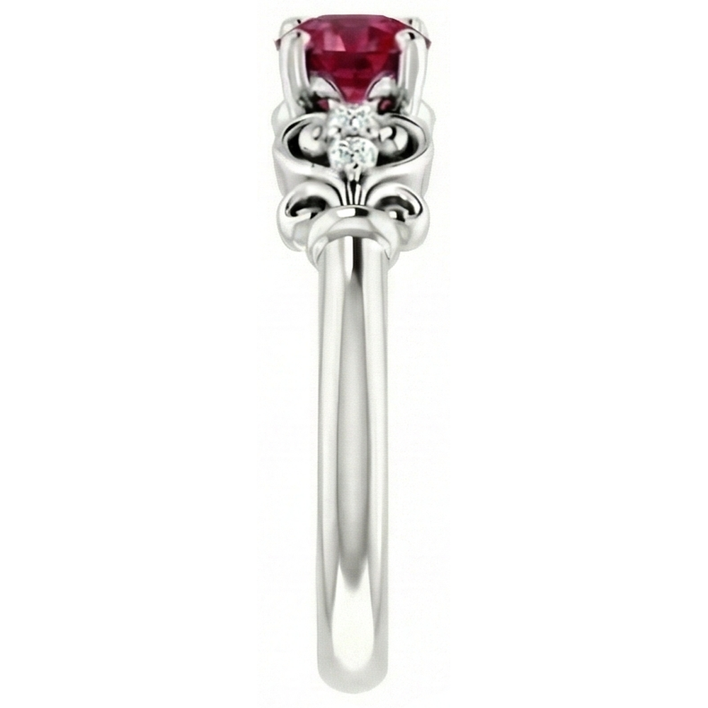 Diamant runder Rubin Fancy Ring 1,40 Karat Weißgold 14K