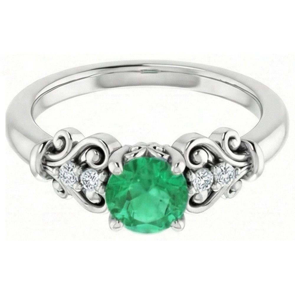 echter round smaragd 1.40Karat ring Detailansicht