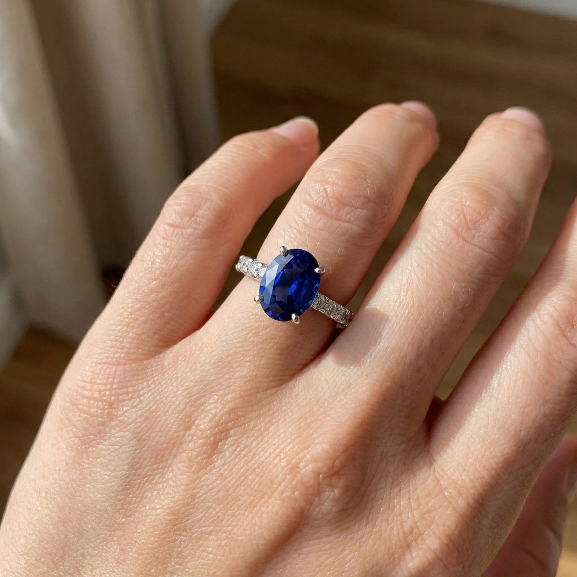 echter oval diamant 4.50Karat ring mit Diamantbesatz