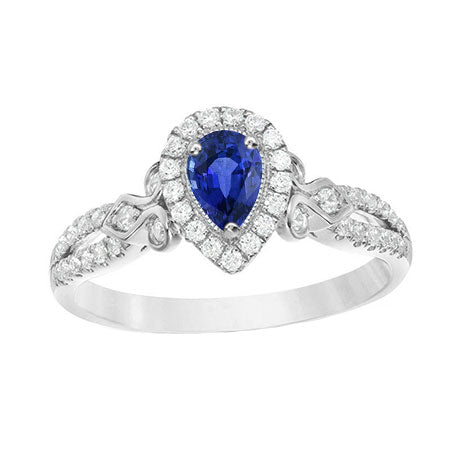 Diamant Halo Birne Saphir Ring Split Shank Damen Schmuck
