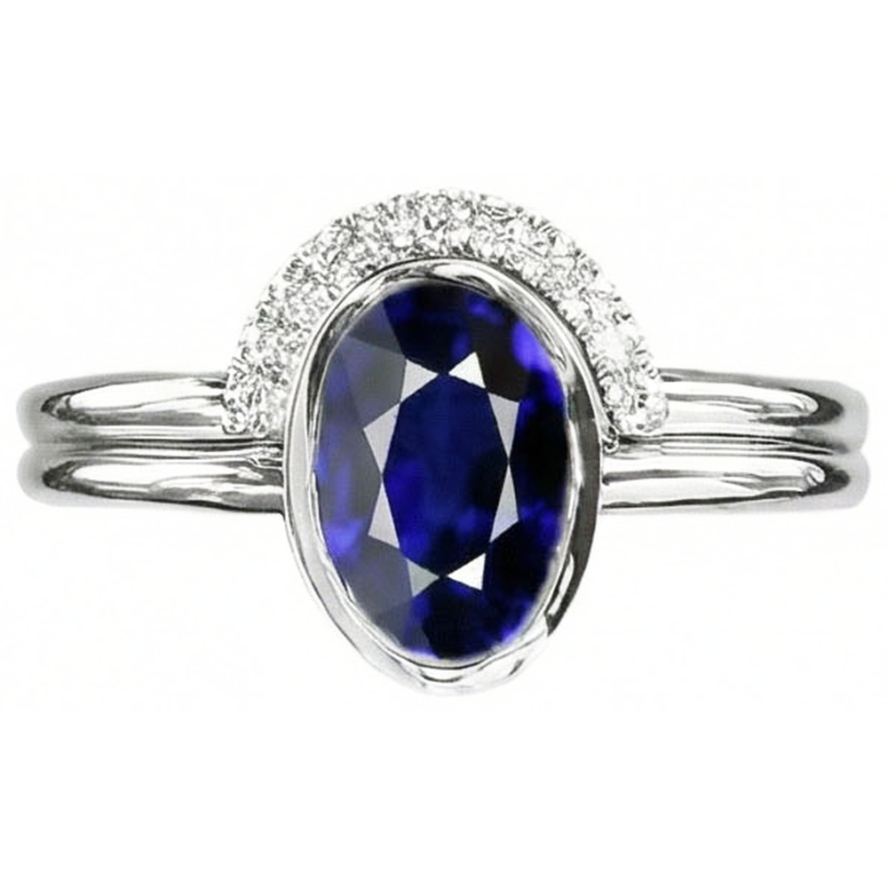 echter oval diamant 3Karat memoire-ring Detailansicht