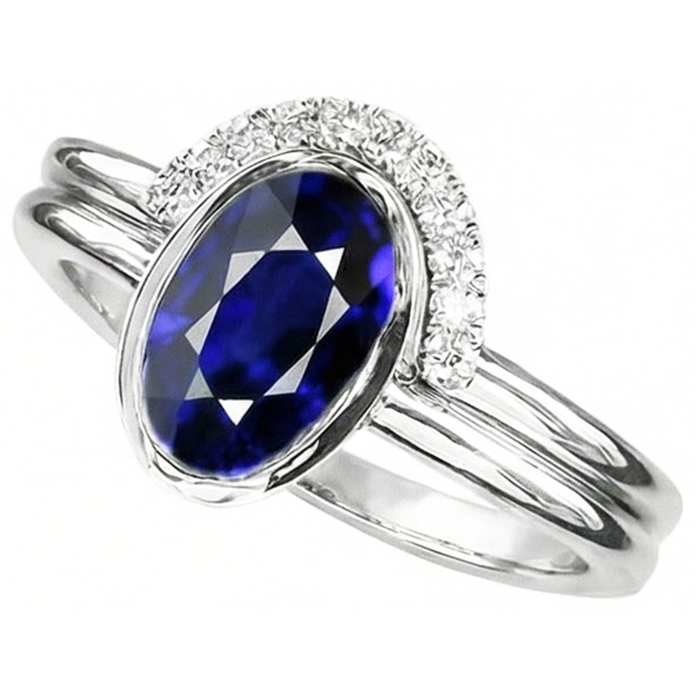 echter oval diamant 3Karat memoire-ring Draufsicht